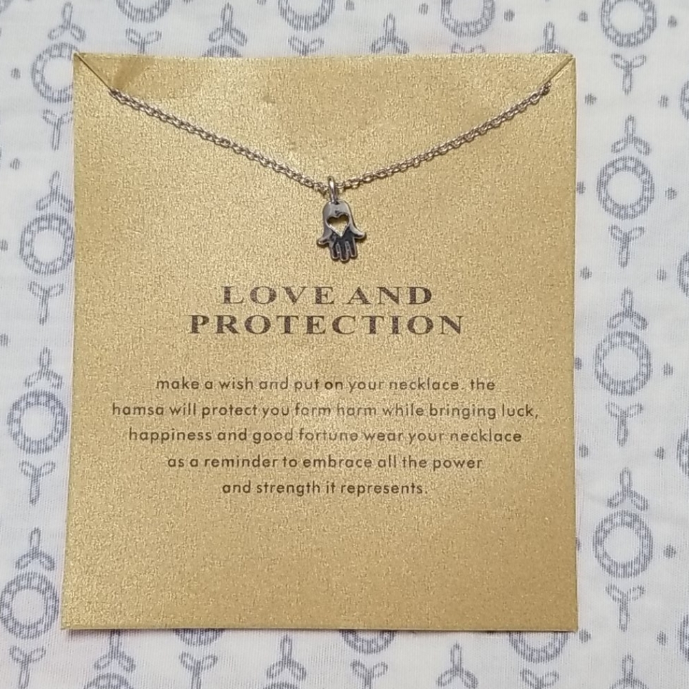 Hamsa with Heart, Love & Protection Necklace